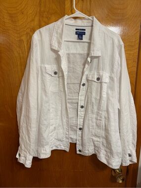 JNY Jones New York White Jacket 100% Linen Women's 2X Plus